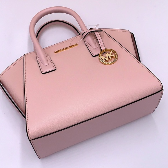 Michael Kors Avril Small Leather Top-Zip Satchel Powder Blush color - Picture 9 of 16